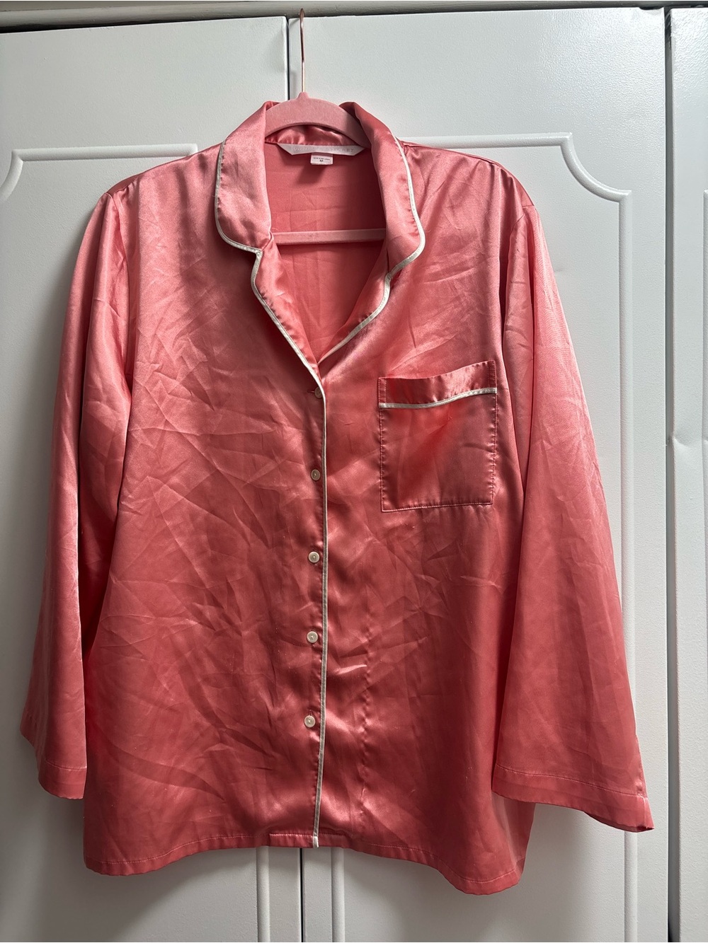 Victoria's Secret Pink Satin Pajama Top with Contrast Piping